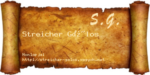 Streicher Gálos névjegykártya